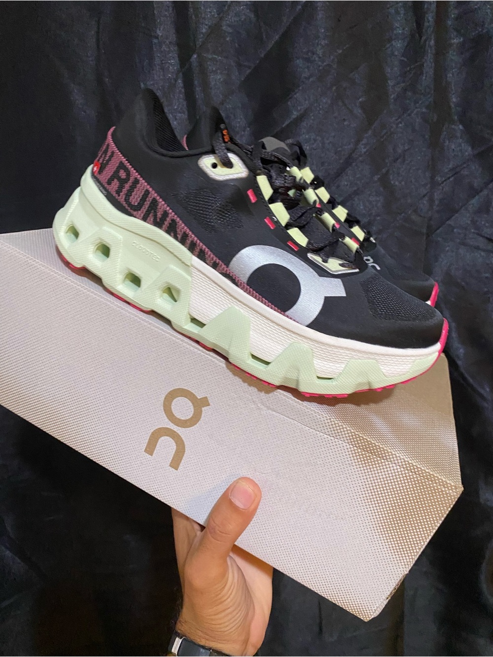 Oncloud monster hyper Black Sneakers with Pink and Cream Accents - Picture 3 of 10